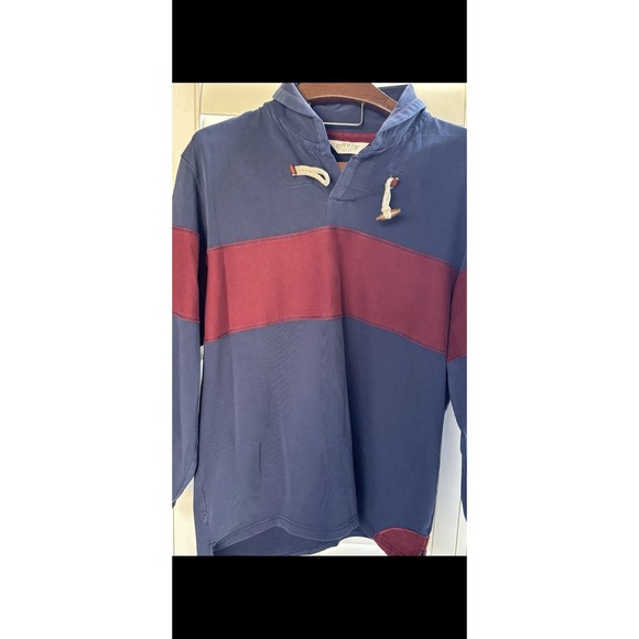 Orvis Other - Orvis Men's Duffle Shawl Collar Heavy Rugby Sweatshirt L Large‎ Navy Blue Maroon